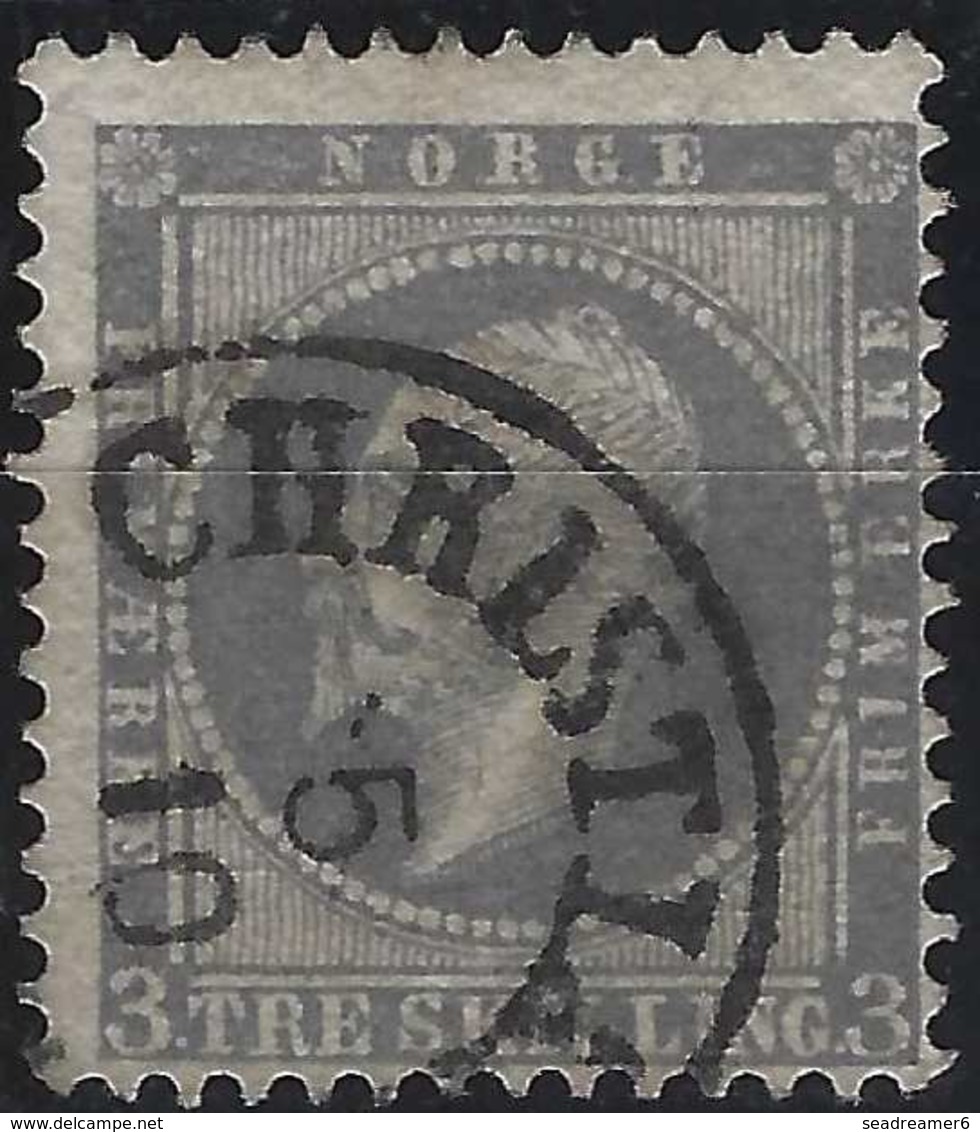 Norvege Oscar I 1856 (FACIT) N°3  Gris Lilas Oblitéré De Christiania TTB - Oblitérés
