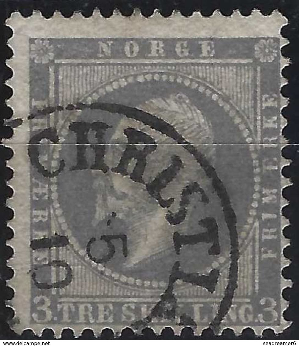 Norvege Oscar I 1856 (FACIT) N°3  Gris Lilas Oblitéré De Christiania TTB - Usados