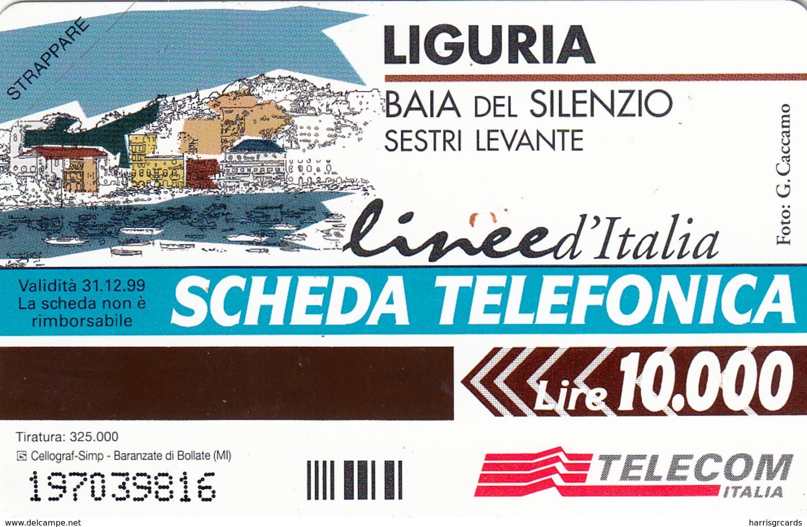 ITALY - Linee D'Italia , Liguria, Sestri Levante,  12/99, 10.000 Lire,mint - Pubbliche Speciali O Commemorative