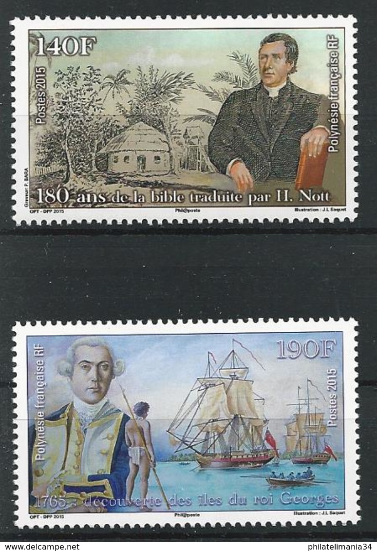 Polynésie Française 2015 - 180 Ans De La Bible Traduite Par Henry Nott Et Découverte Des Iles Du Roi Georges - Unused Stamps