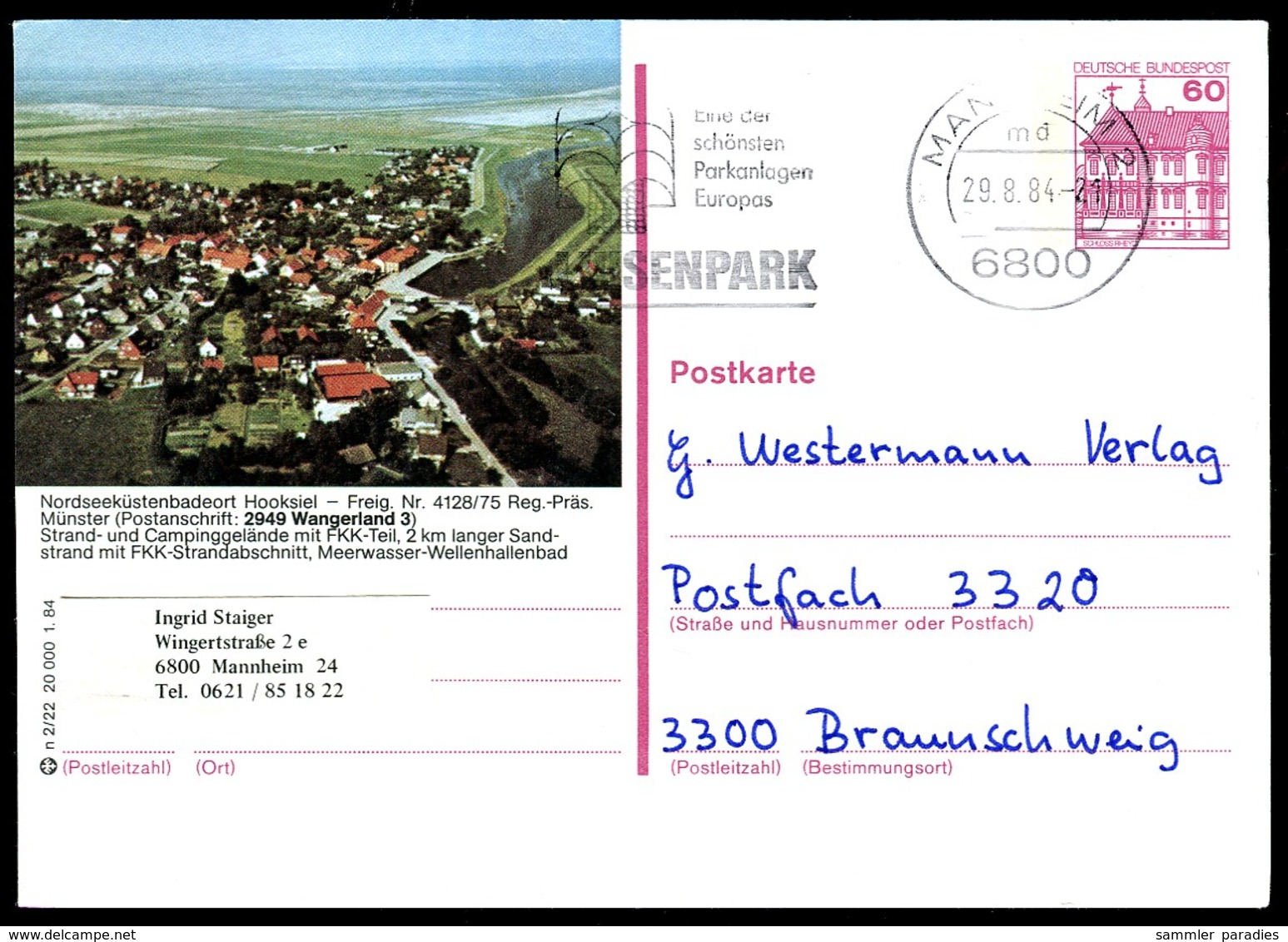 84630) BRD - P 138 - N2/22 - OO Gestempelt - 2949 Wangerland 3 Hooksiel, Ortsansicht - Geïllustreerde Postkaarten - Gebruikt