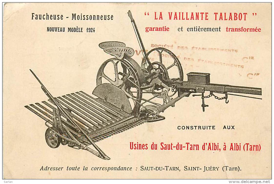 81 , ALBI , La Vaillante Talabot , Publicité Materiel Agricole , Saut Du Tarn St Juery , * 354 46 - Albi