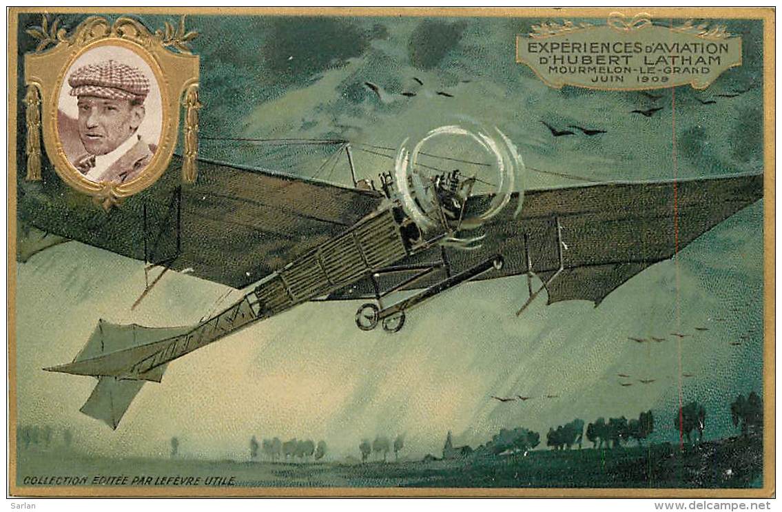 AVIATION , Collection Lefevre Utile , Carte Gaufrée , Hubert Latham , * 358 24 - Aviateurs