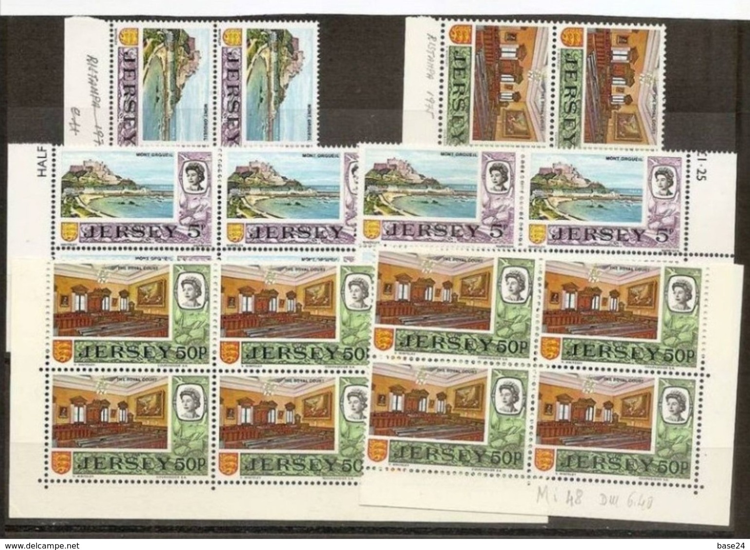 1970  1971 Jersey  DEFINITIVA DECIMALE Definitives Decimal 24 V.: 5p MONTE ORGUEIL X12 + 50p CORTE REALE X12 MNH** - Jersey