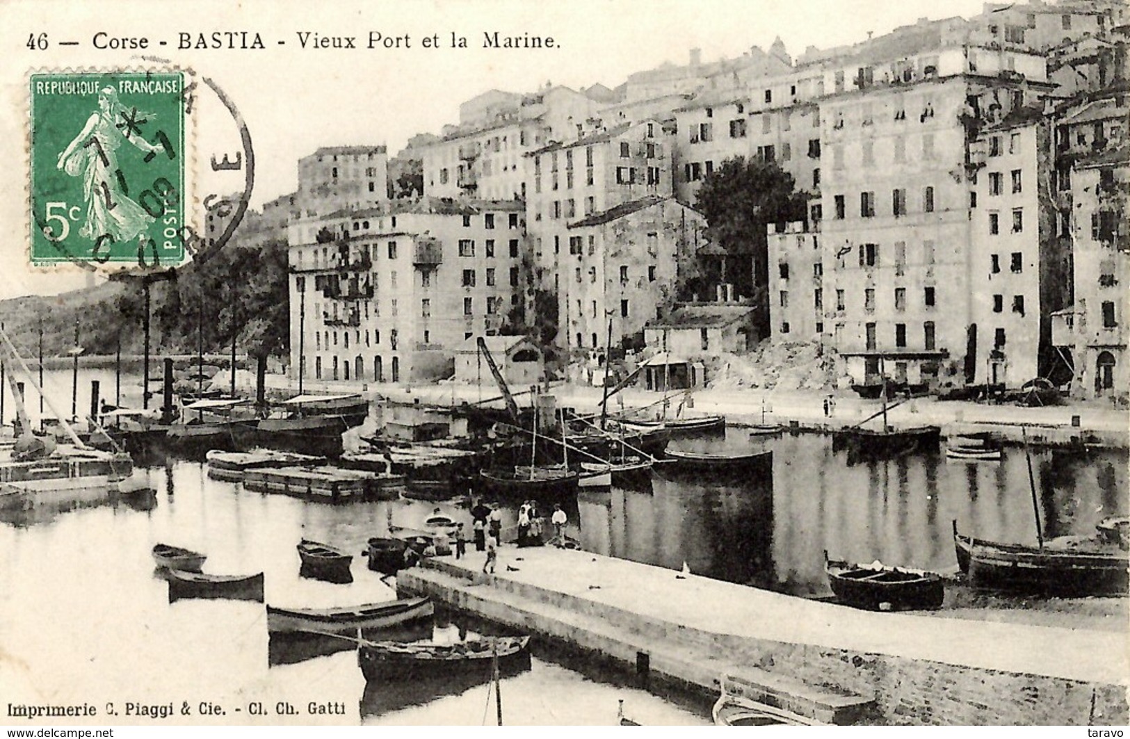CORSE - BASTIA - LE VIEUX PORT - 1909 - Imprimerie Piaggi - Bastia
