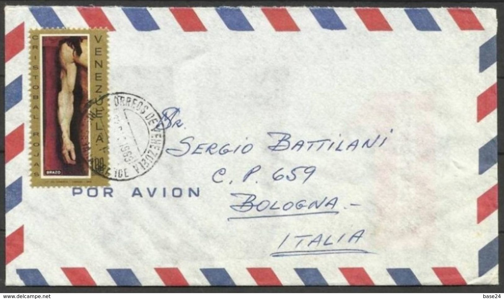 1969 Venezuela STORIA POSTALE Busta CARACAS  BOLOGNA Viaggiata Aerea, Air Mail - Venezuela
