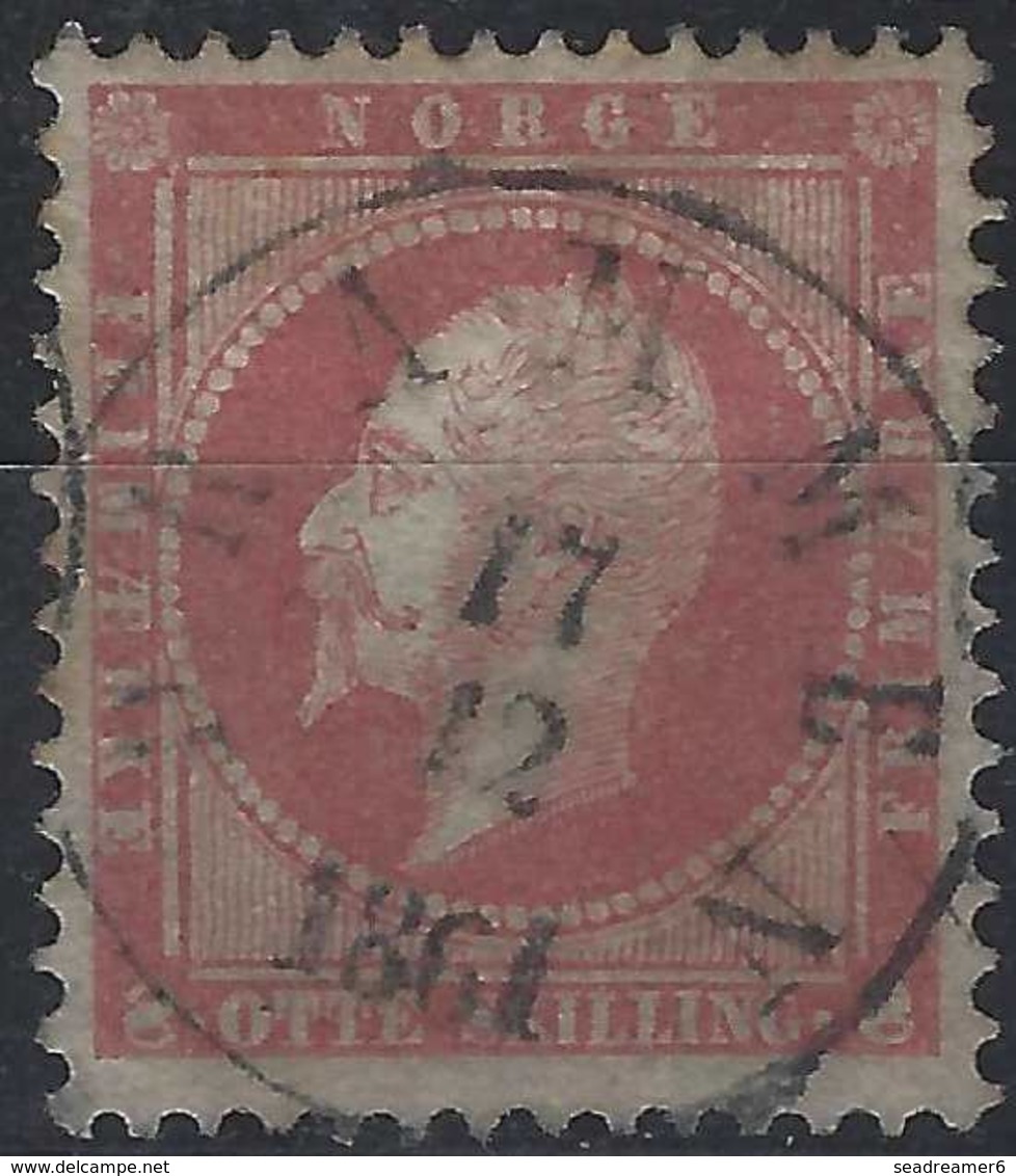 Norvege Oscar I 1856 (FACIT) N°5b Lilas Red Oblitéré Cachet De DRAMMEN TTB - Gebruikt