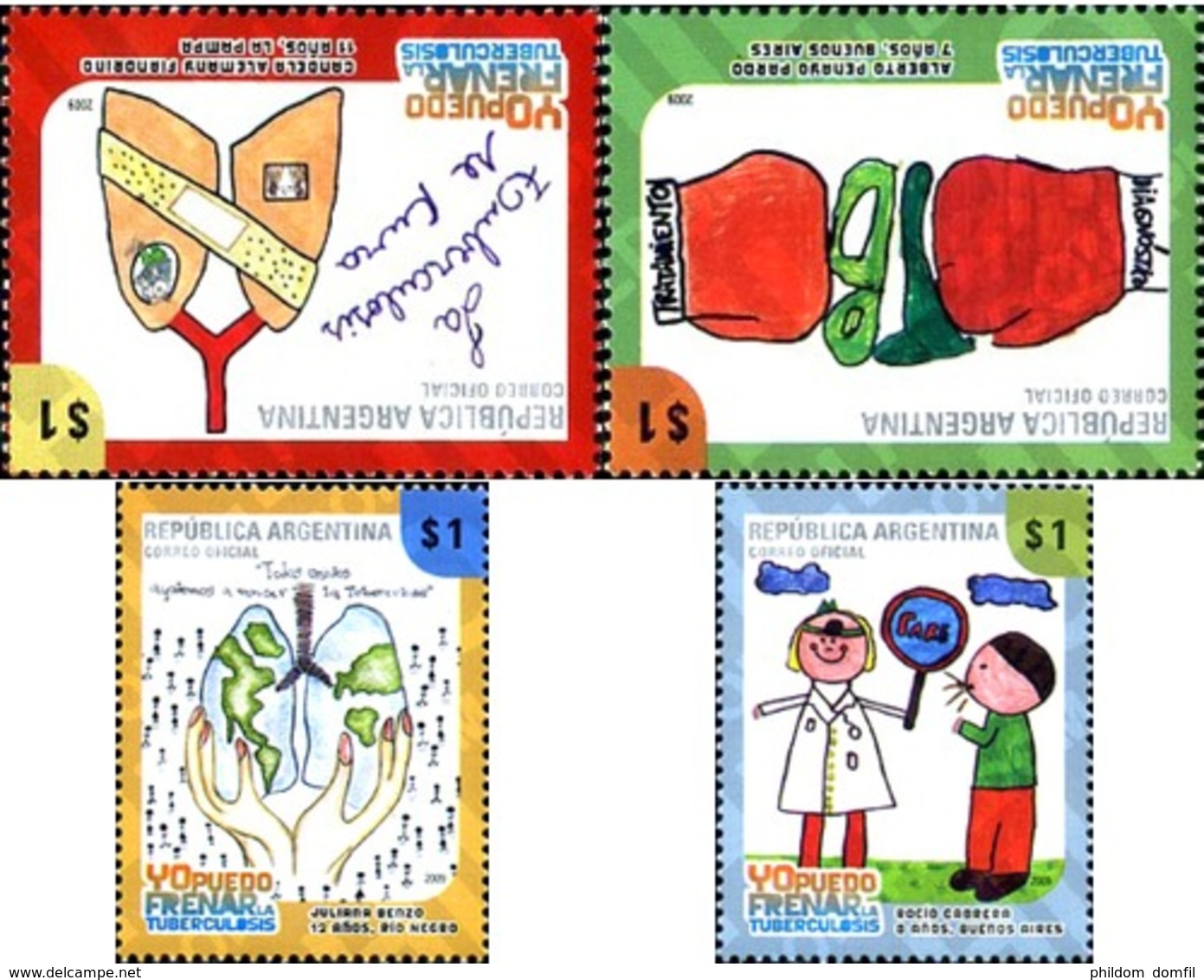 Ref. 243579 * MNH * - ARGENTINA. 2009. FIGHT AGAINST TUBERCULOSIS - CHILDREN'S DRAWINGS . LUCHA CONTRA LA TUBERCULOSIS - - Nuevos