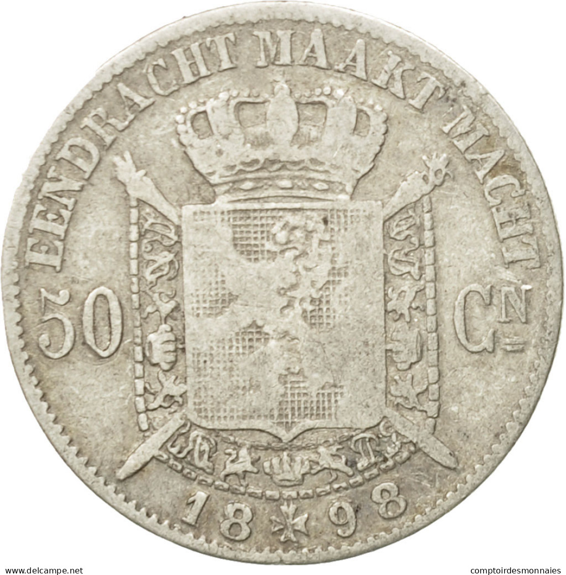 Monnaie, Belgique, Leopold II, 50 Centimes, 1898, TB+, Argent, KM:27 - 50 Centimes