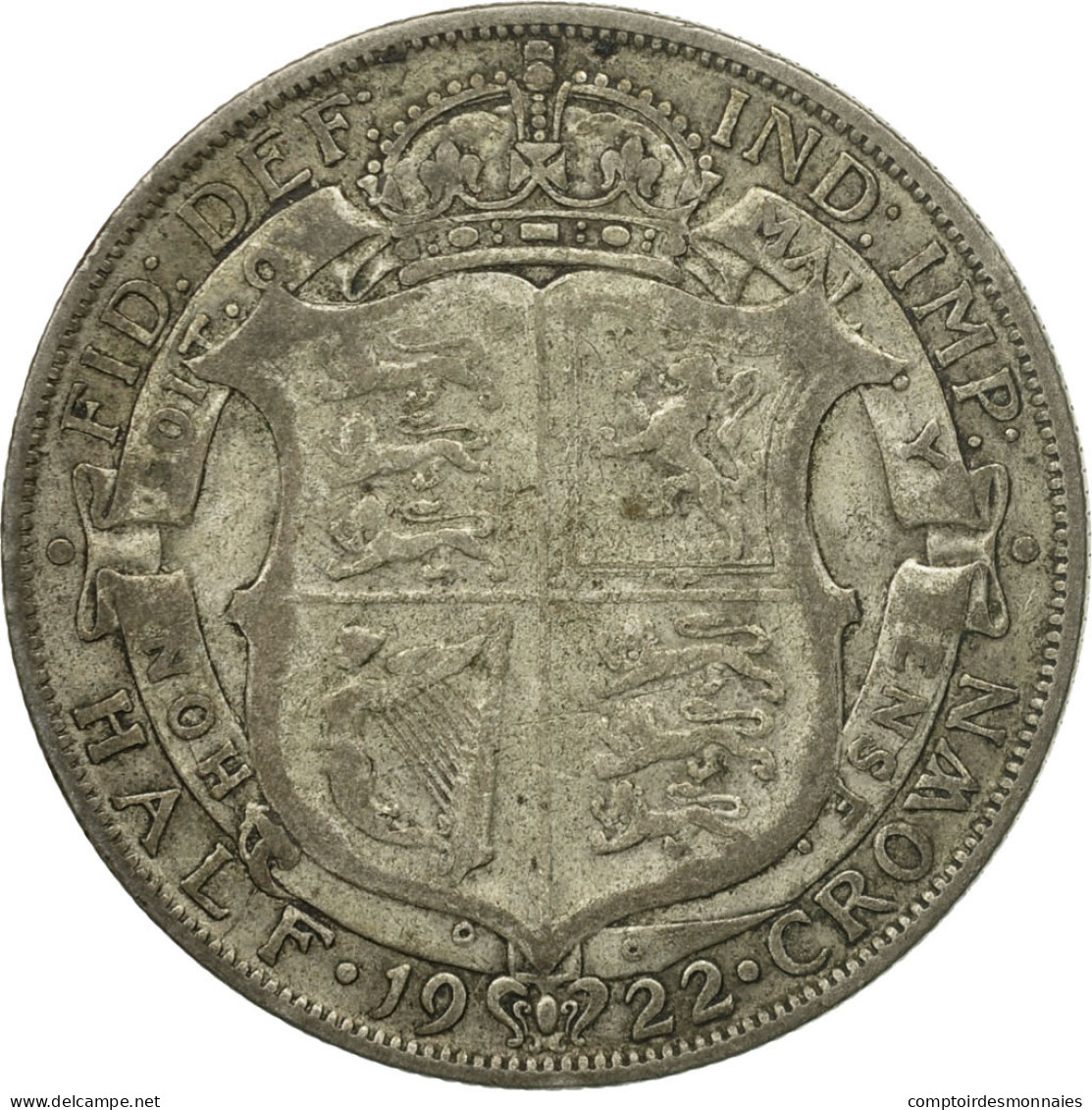 Monnaie, Grande-Bretagne, George V, 1/2 Crown, 1922, TB, Argent, KM:818.1a - K. 1/2 Crown