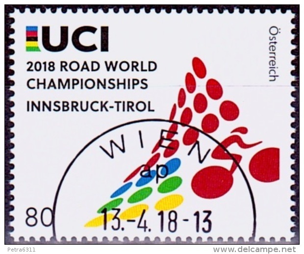 Austria Österreich 2018 Straßenrad-Weltmeisterschaften, Innsbruck. USED / O / GESTEMPELT - Gebraucht
