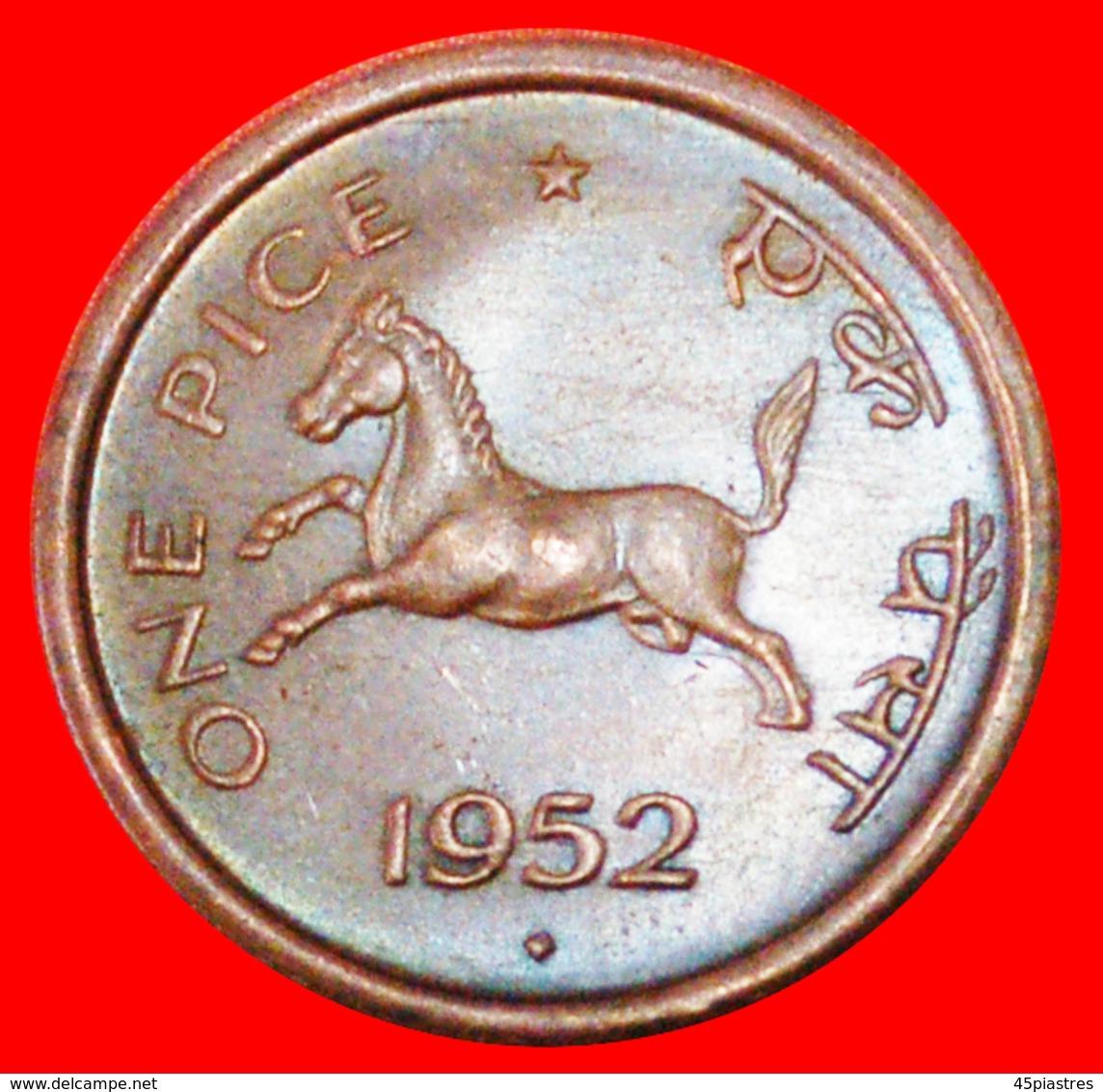 # HORSE: INDIA ★ 1 PICE 1952 DIAMOND! LOW START ★ NO RESERVE! - India