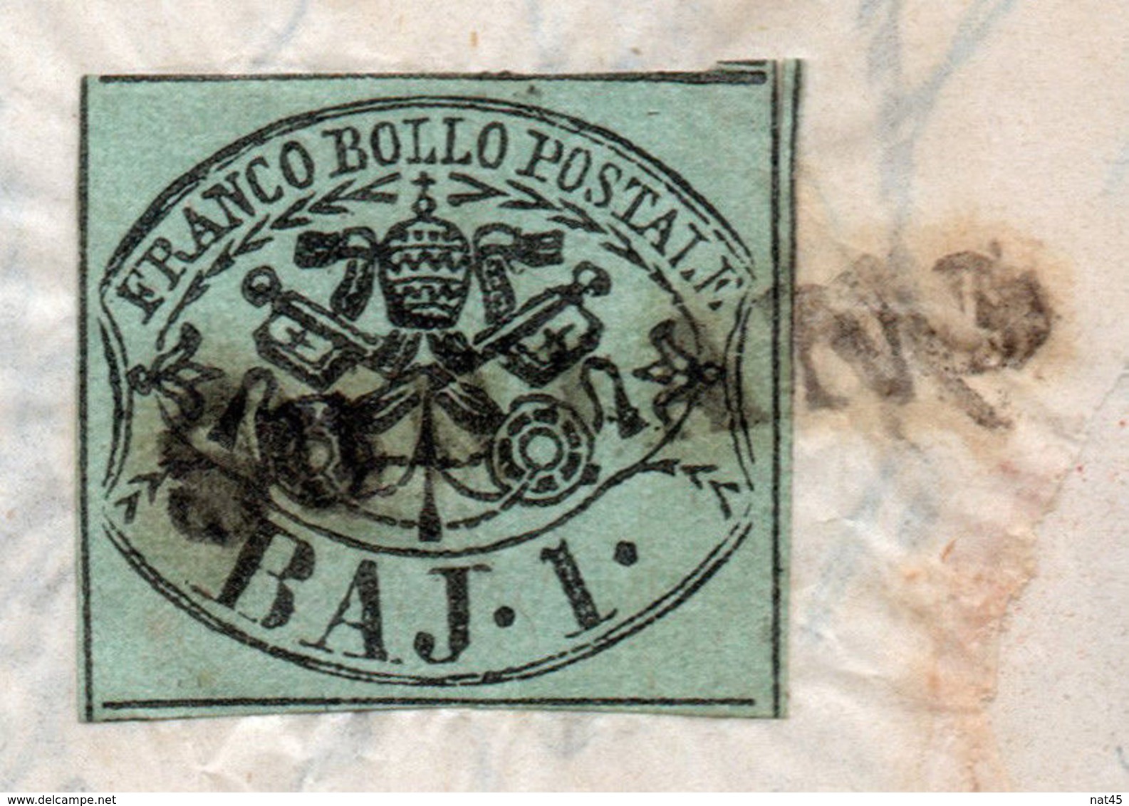 1857 - Pontificio - Papal States - 1 Baj Annullato "SORIANO" Su Lettera - Papal States