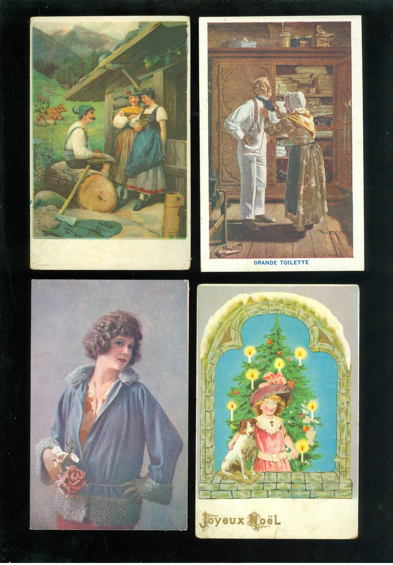 Beau lot de 60 cartes postales de fantaisie   Mooi lot 60 postkaarten van fantasie -  60 scans