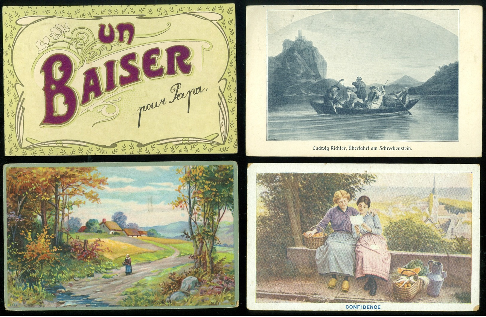 Beau lot de 60 cartes postales de fantaisie   Mooi lot 60 postkaarten van fantasie -  60 scans