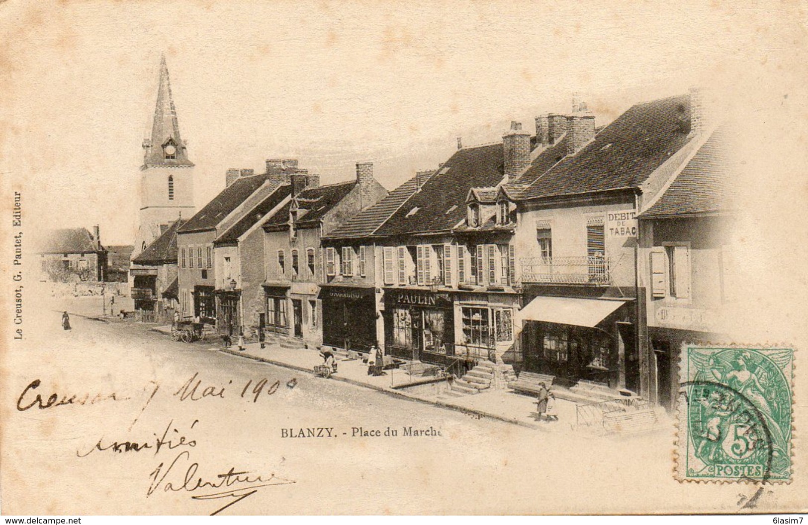 CPA - BLANZY (71) - Aspect De La Place Du Marché En 1900 - Précurseur - Altri & Non Classificati