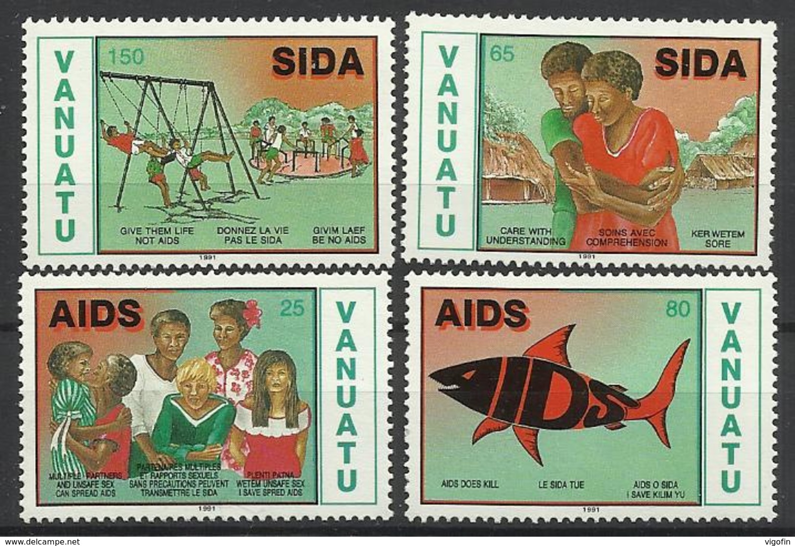 VA 1991-875-8 FISH, VANUATU 1 X 4v, MNH - Droga