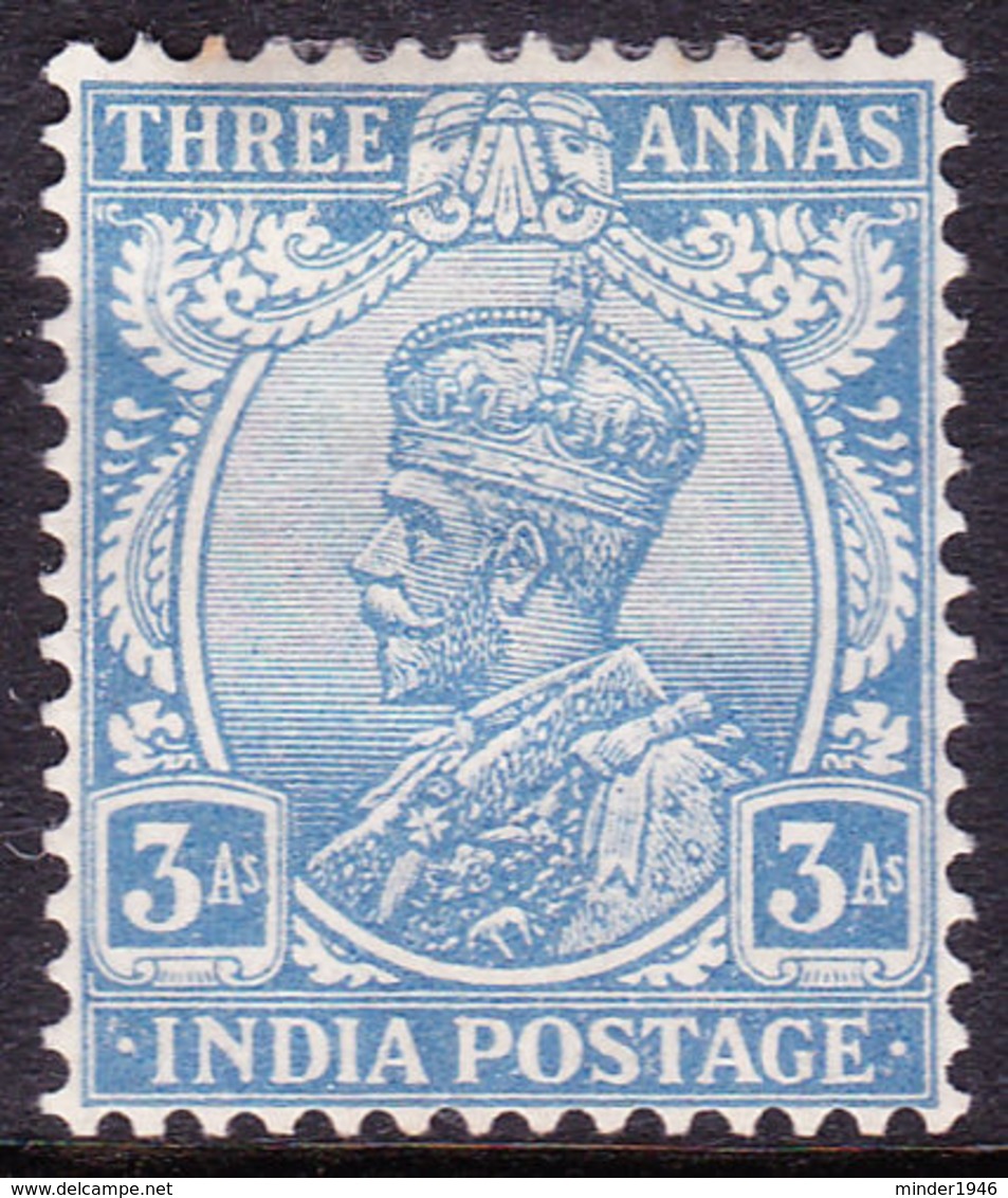 INDIA 1928 KGV 3a Blue SG209 MH CV£16+ - 1911-35 King George V