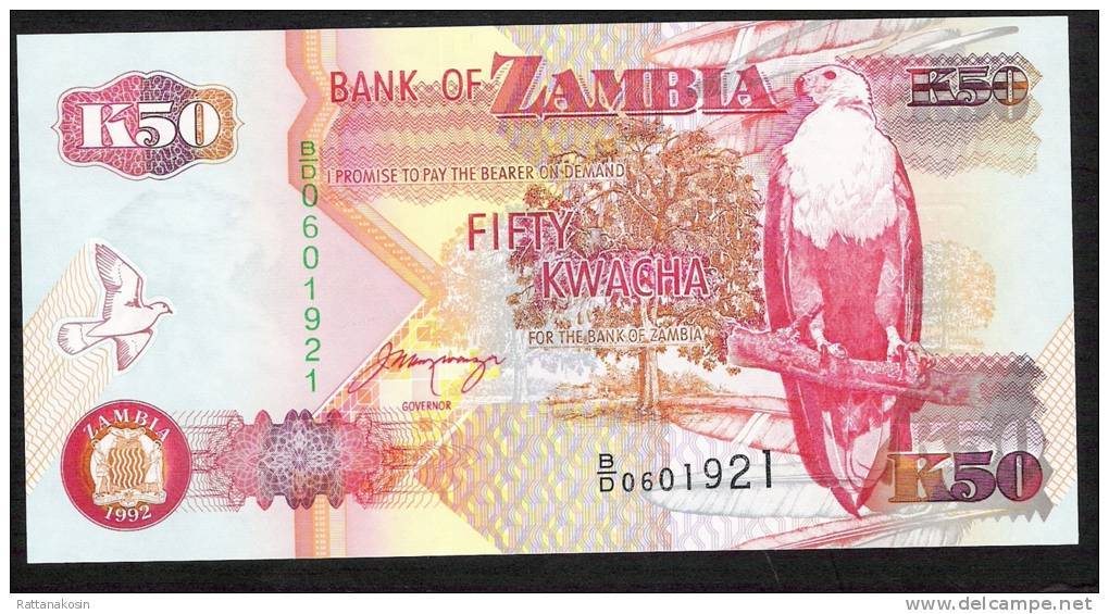 ZAMBIA  P37b  50 KWACHA   1992 UNC. - Zambia