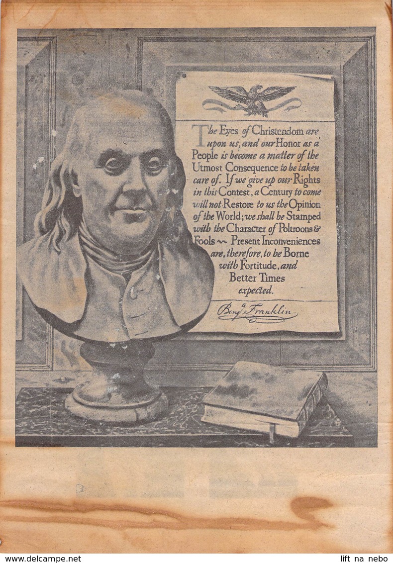 WWII WW2 German Propaganda Leaflet Tract Flugblatt, Benjamin Franklin's Prophecy, FREE SHIPPING WORLDWIDE - Unclassified