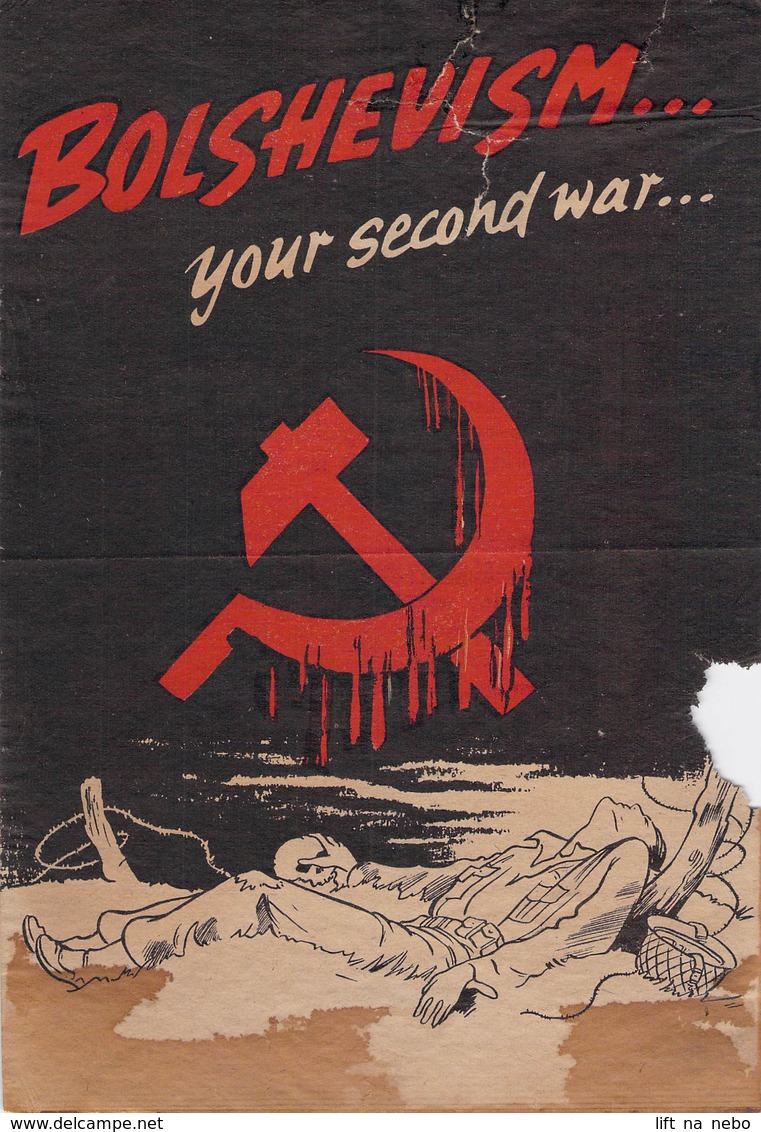 WWII WW2 German Propaganda Leaflet Tract Flugblatt, Code SKJ 2015, BOLSHEVISM...your Second War, FREE SHIPPING WORLDWIDE - Non Classés