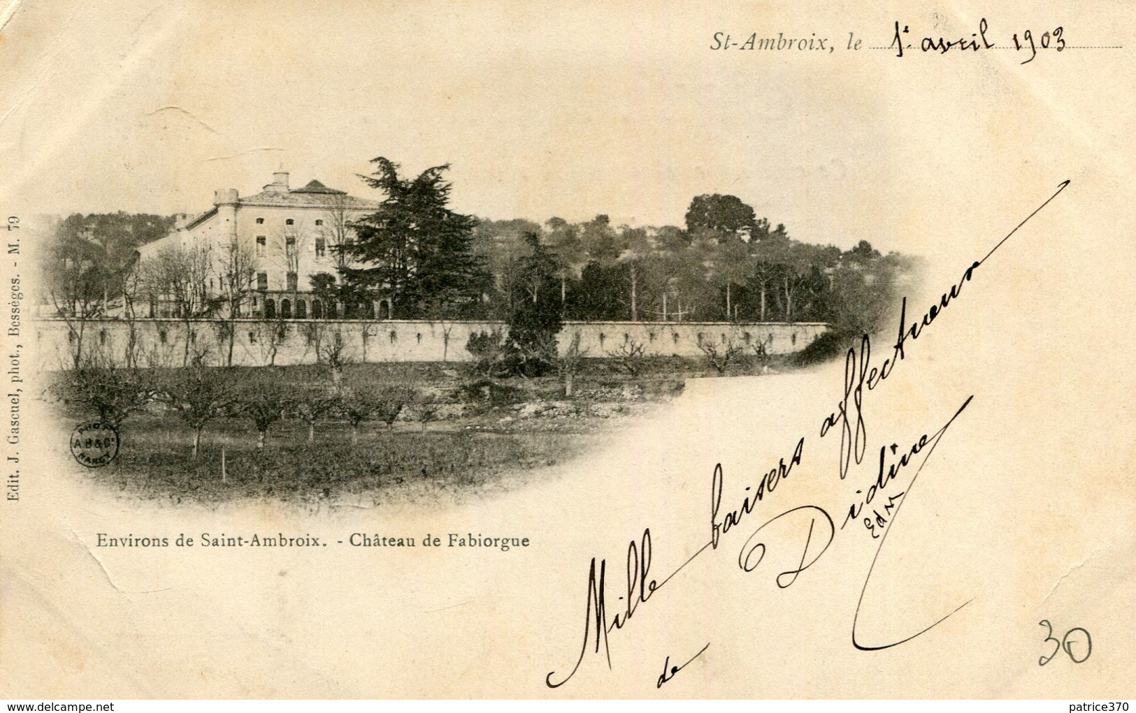 SAINT AMBROIX - Château De Fabiargues écrit Fabiorgue En Dos Simple - Saint-Ambroix
