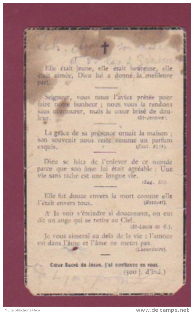 250818 - FAIRE PART DE DECES NOBLESSE ARISTOCRATIE Comtesse GASTON De PERIGNY G De MONTESQUIOU FEZENSAC 1917 - Obituary Notices