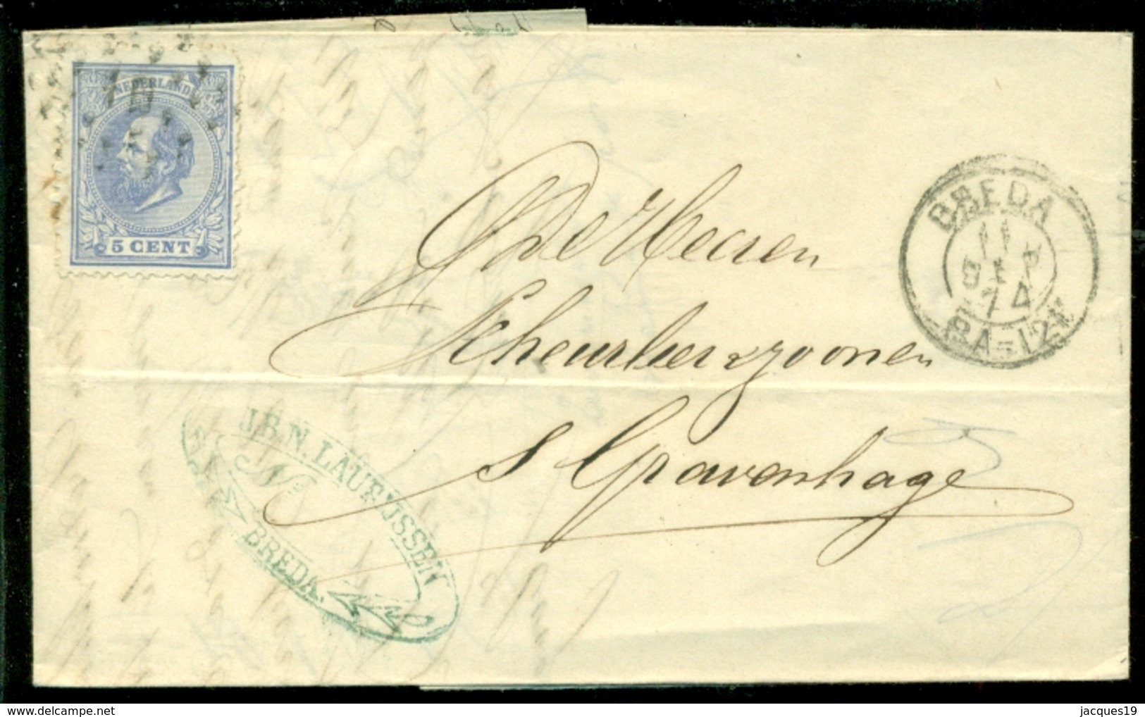 Nederland 1874 Briefstukje Verzonden Uit Breda Met Zegel NVPH 19 Met Ontvangststempels En Geen Kasrje - Lettres & Documents