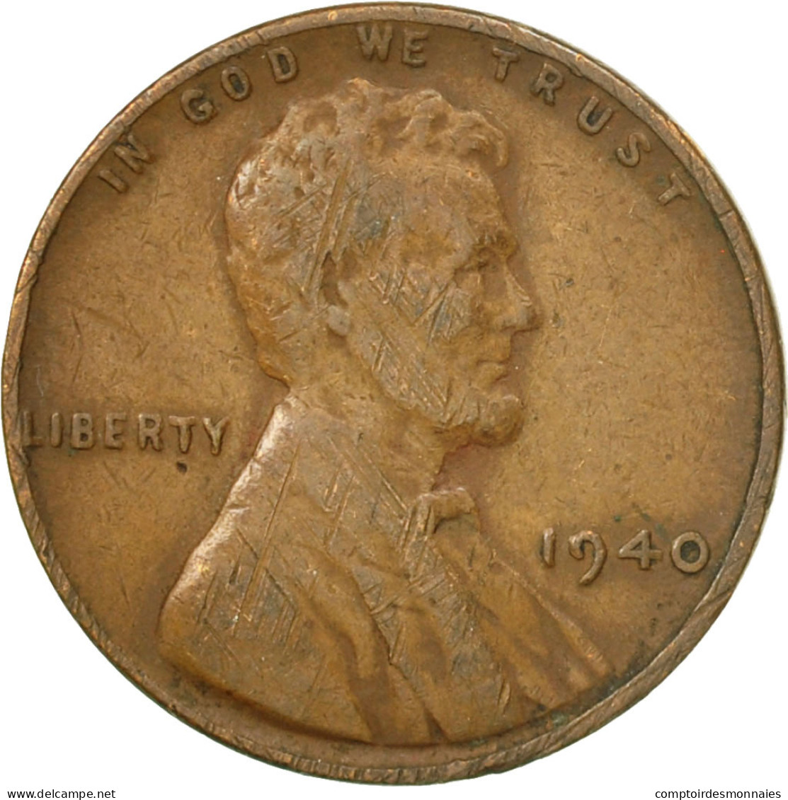 Monnaie, États-Unis, Lincoln Cent, Cent, 1940, U.S. Mint, Philadelphie, TB+ - 1909-1958: Lincoln, Wheat Ears Reverse