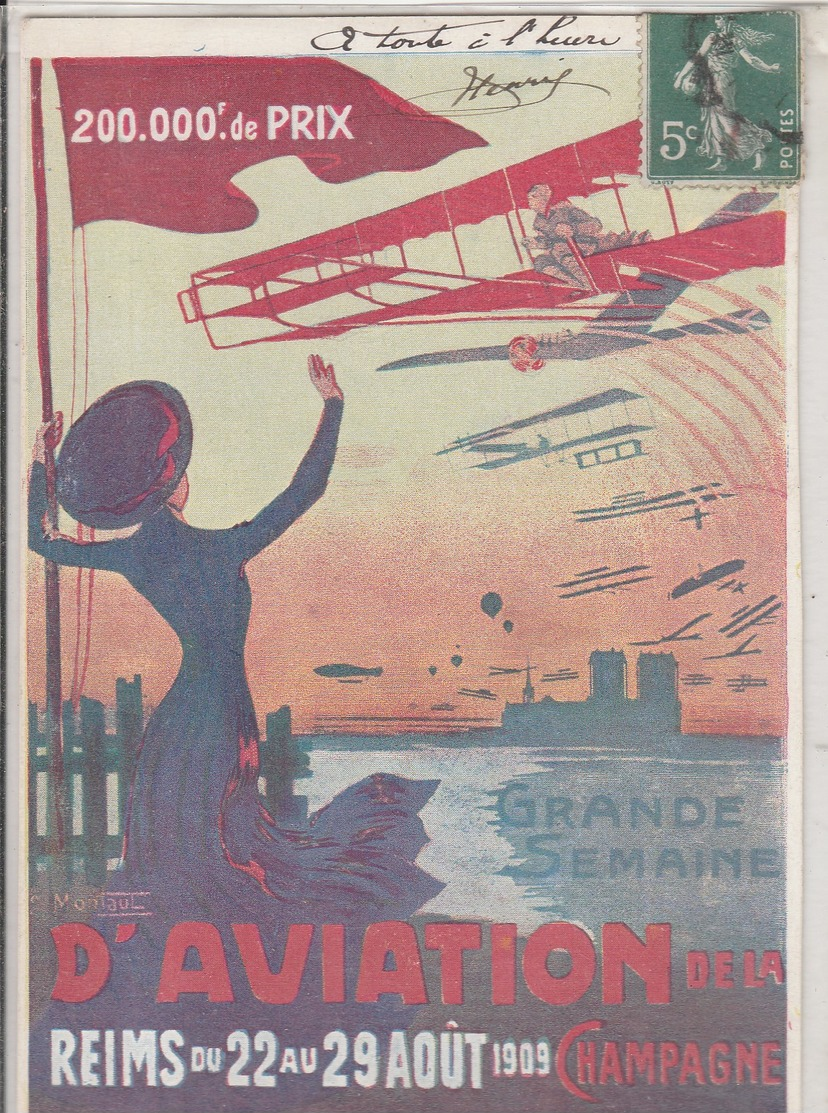 Cpa Reims . Semaine D'aviation De La Champagne. 1909 - Publicité