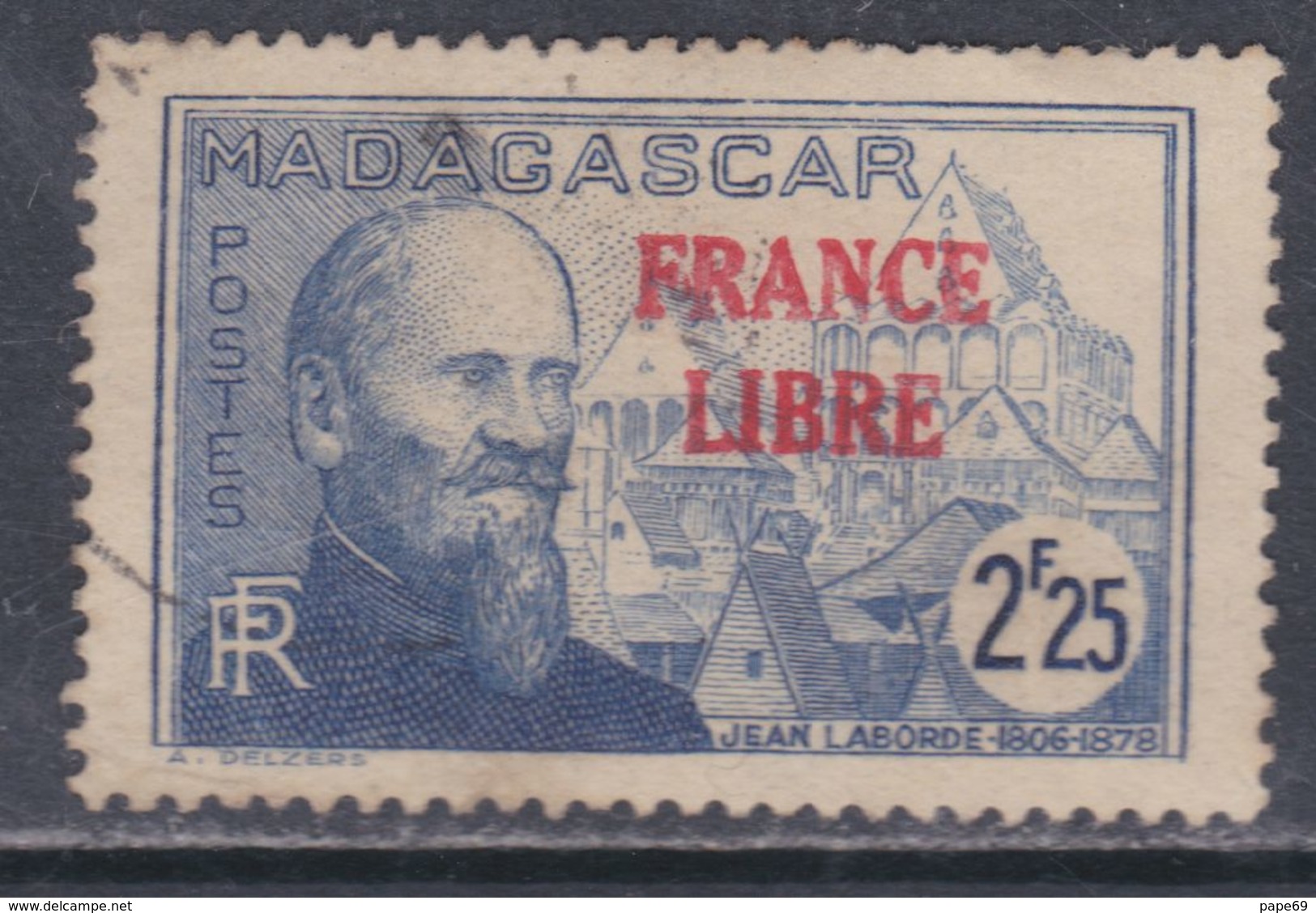 Madagascar N° 251 O  2 F.25 Outremer Surchargé  "France Libre"  Oblitération Très Légère Sinon TB - Used Stamps