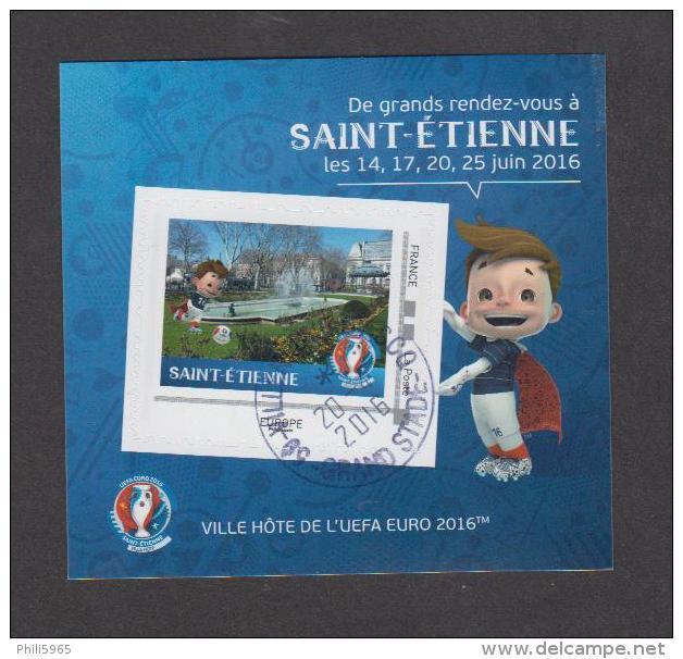 France - Bloc Collector Autocollant Oblitéré Euro De Football 2016 - St Etienne - TB - Collectors