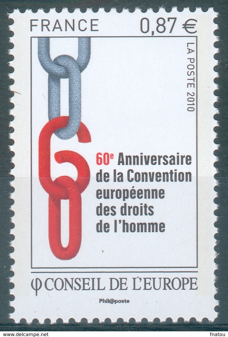 France, Council Of Europe, European Convention On Human Rights, 2010, MNH VF  Official - Ongebruikt