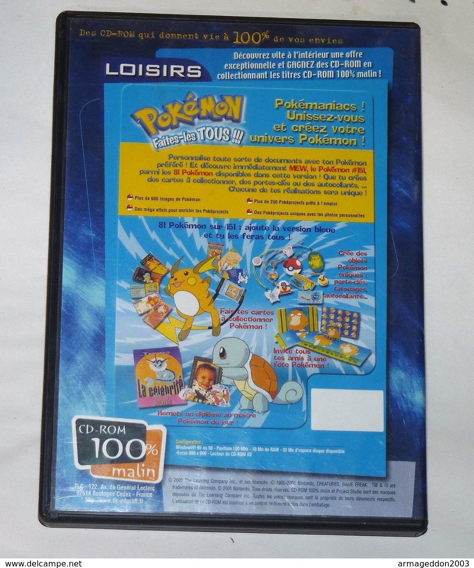 JEU PC POKEMON FAITES-LES TOUS - VERSION BLEUE / TBE - Jeux PC