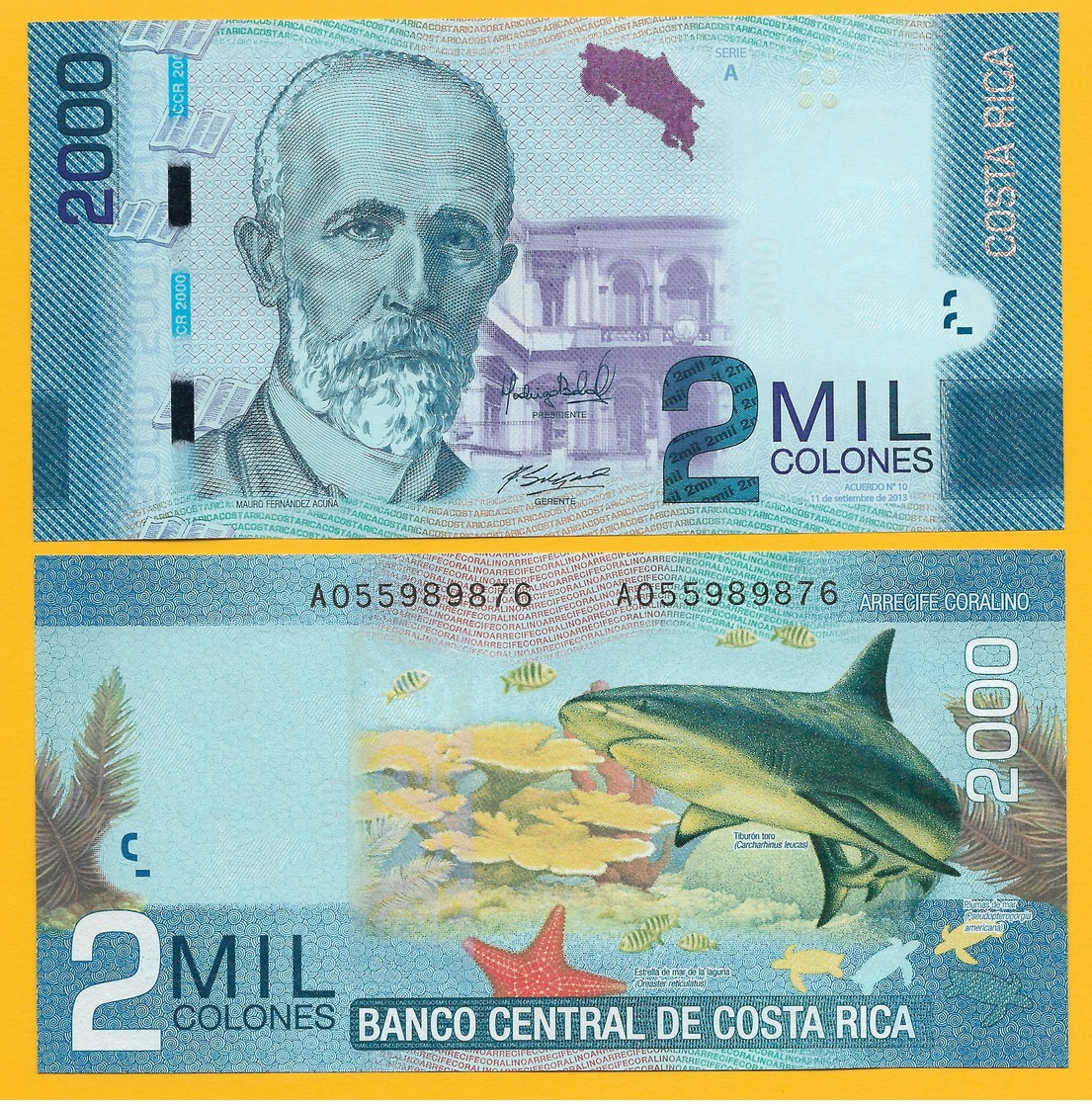 Costa Rica 2000 Colones P-275b 2013 (Serie A) UNC - Costa Rica