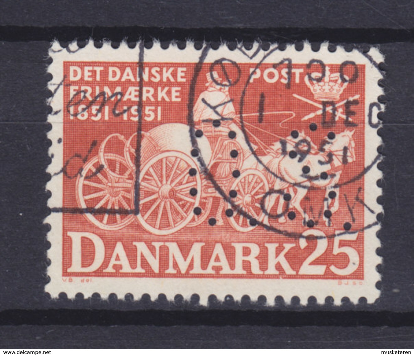 Denmark Perfin Perforé Lochung (O18) 'O.S.' Ove Skou, København (Mi. 326) (2 Scans) - Abarten Und Kuriositäten