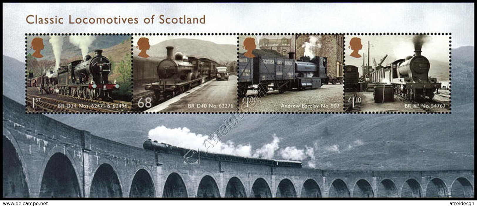 Gran Bretagna / Great Britain 2012: Foglietto Locomotive Classiche Scozia / Classic Locomotives Of Scotland S/S ** - Trains