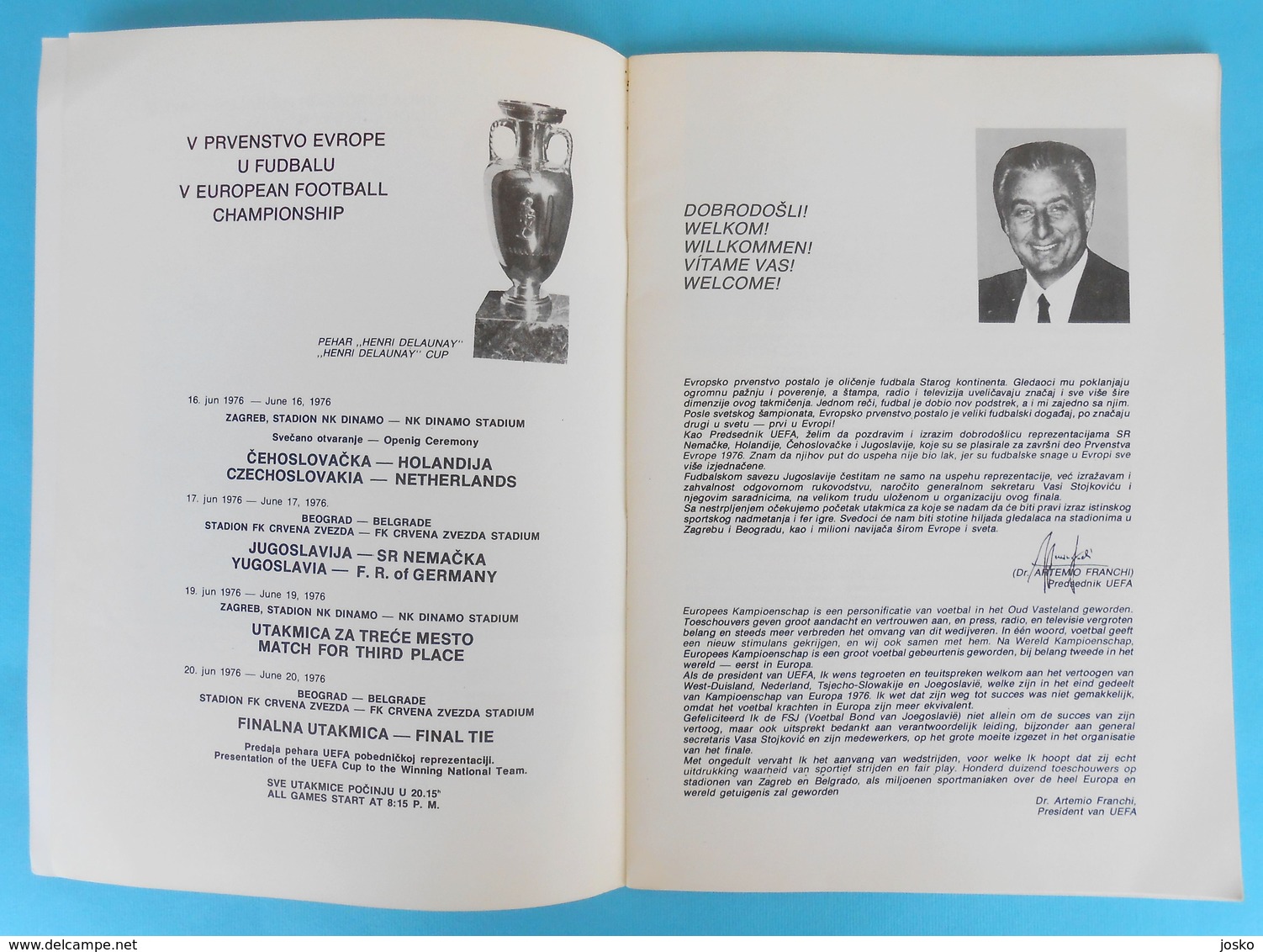 UEFA EURO 1976 (5th European Football Championship) Programme * Soccer Fussball Foot Czechoslovakia W. Germany Holland - Programs