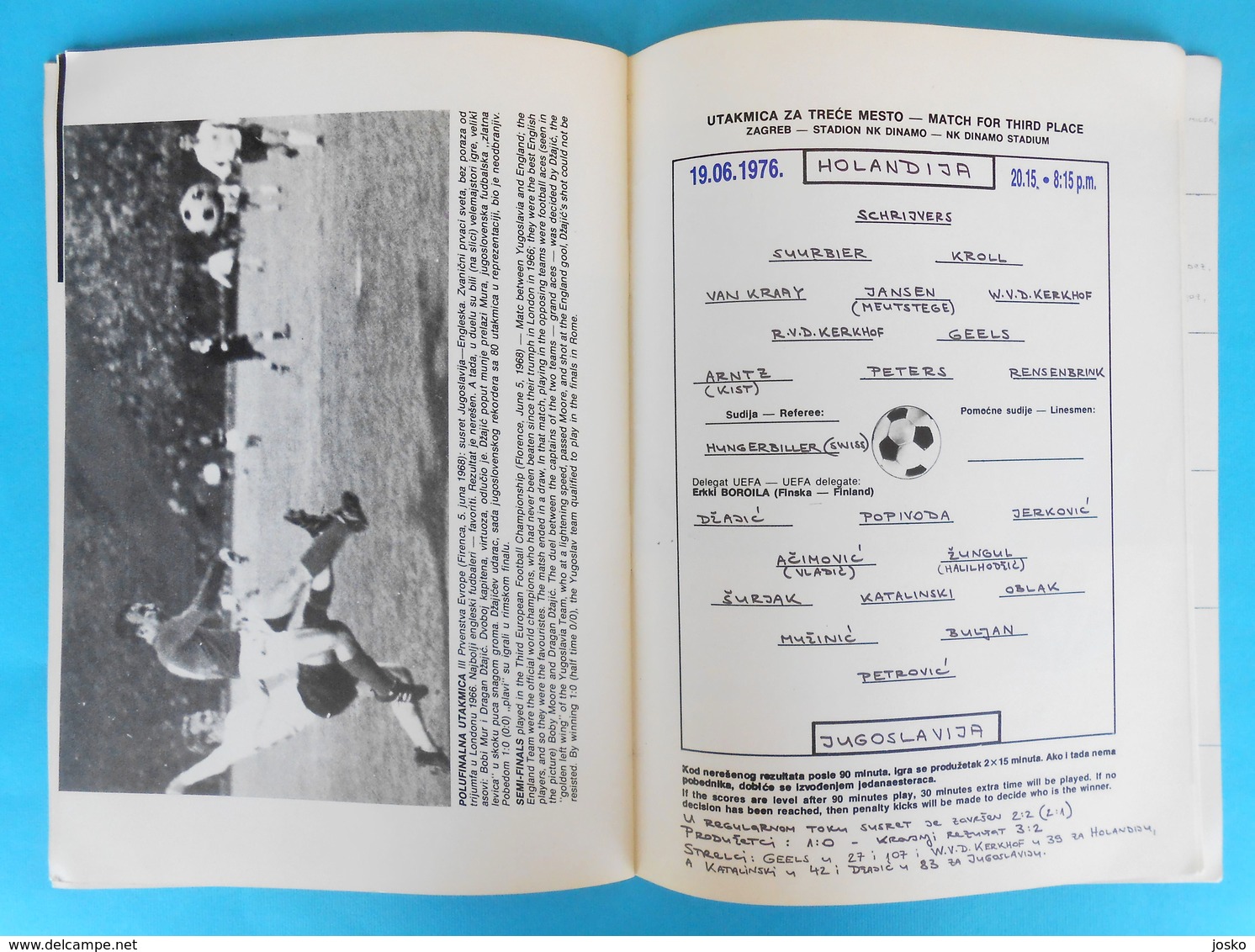 UEFA EURO 1976 (5th European Football Championship) programme * soccer fussball foot Czechoslovakia W. Germany Holland