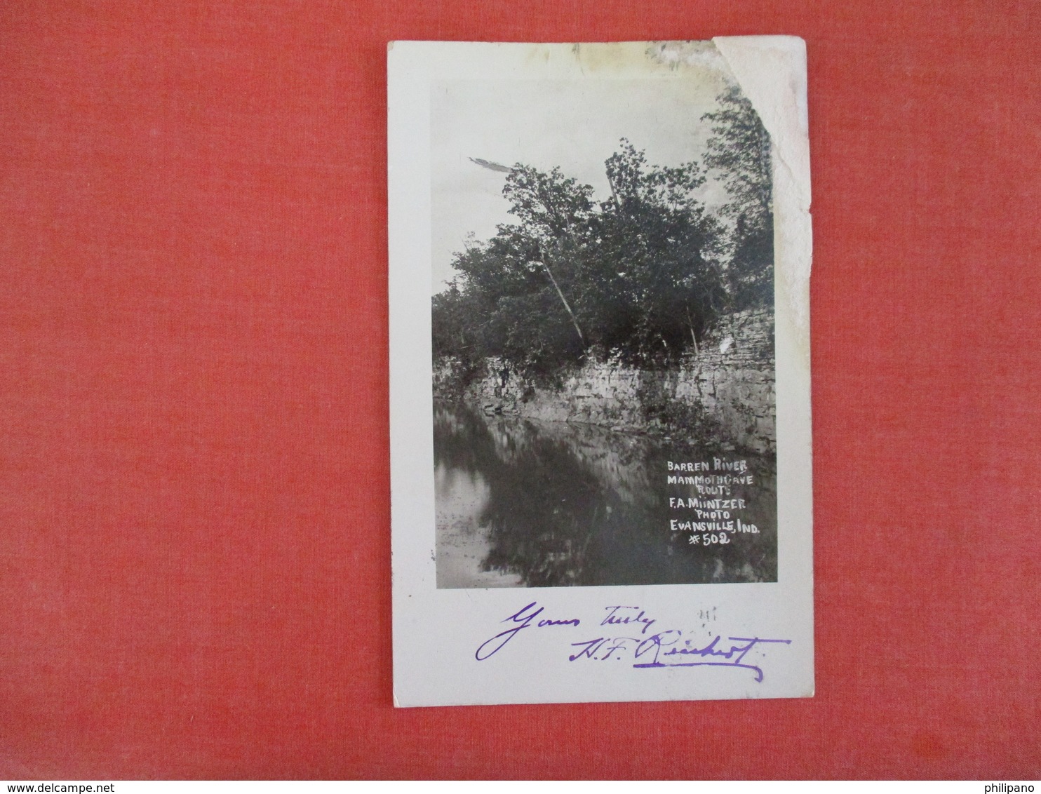 RPPC  By Miintzer----   - - Indiana > Evansville    Barren River  Paper Residue Top Right Corner  Ref 3045 - Evansville