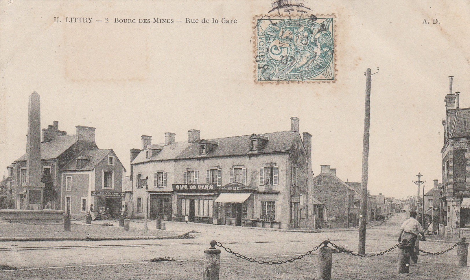 Cpa Le Molay Littry  Bourg Des Mines. Rue De La Gare - Autres & Non Classés