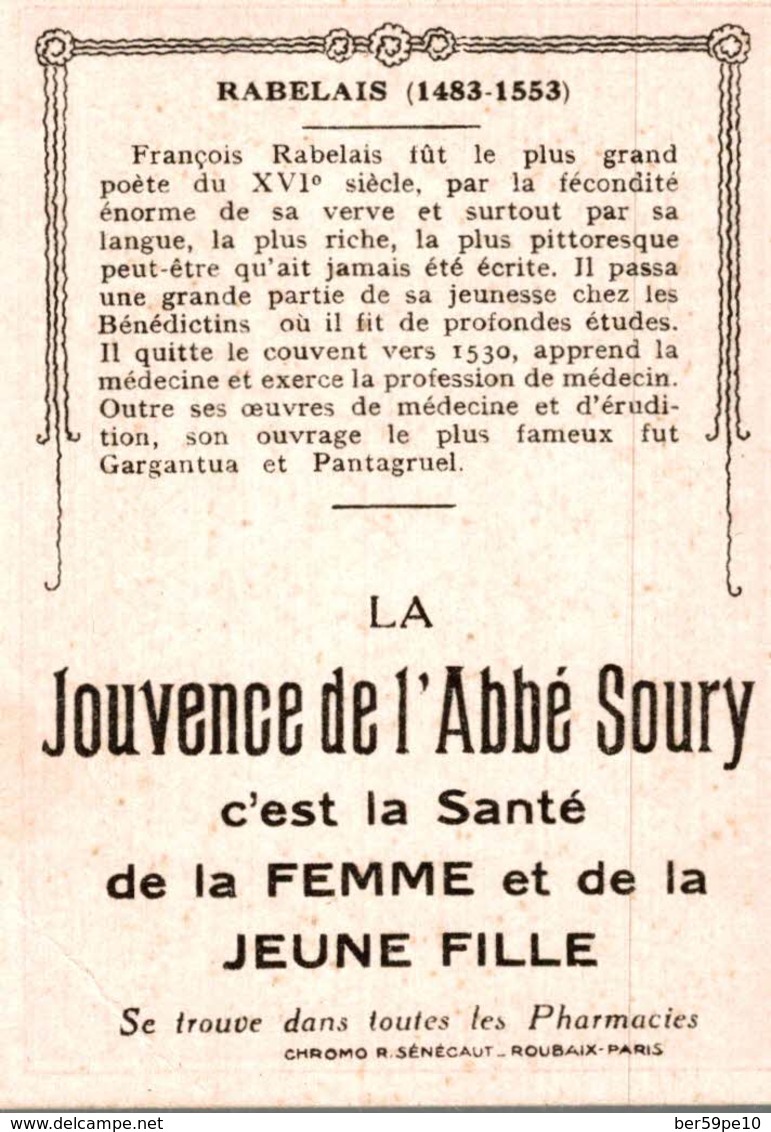 CHROMO  LA JOUVENCE DE L'ABBE SOURY   RABELAIS - Autres & Non Classés