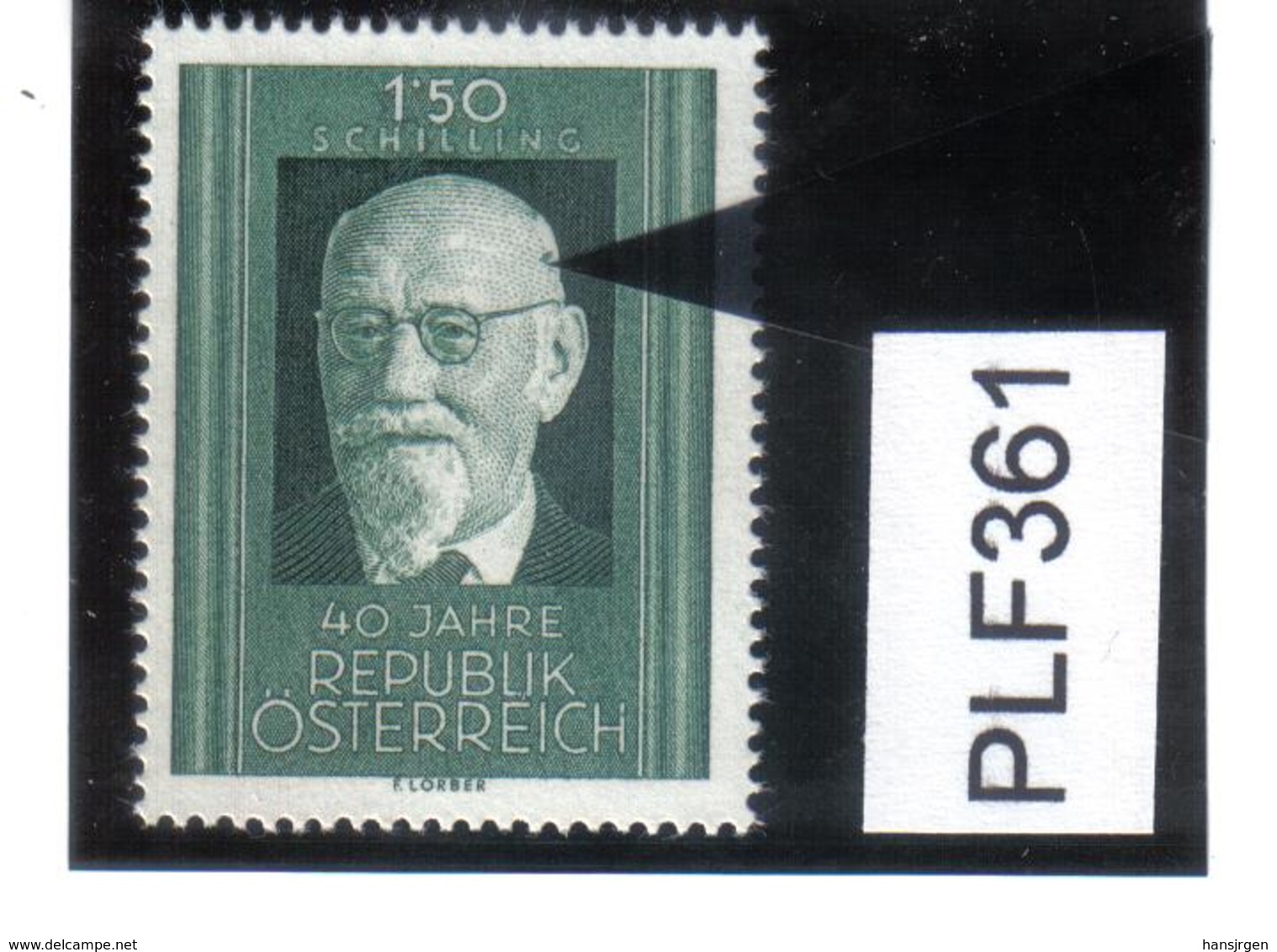 PLF361 ÖSTERREICH 1958 Michl 1057 PLATTENFEHLER FARBFLECK KOPF ** Postfrisch SIEHE ABBILDUNG - Abarten & Kuriositäten