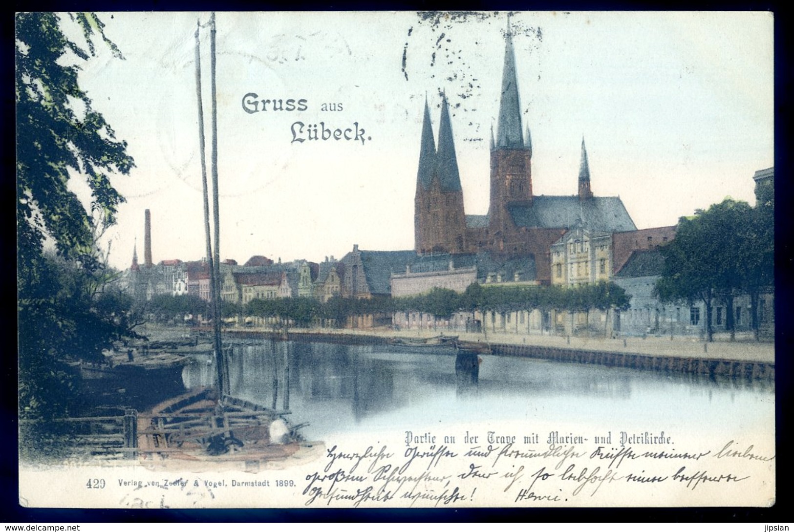 Cpa Allemagne Gruss Aus Lübeck Partie An Der Trape Mit Marien , Petrikirche Luebeck   Aout18-3 - Luebeck