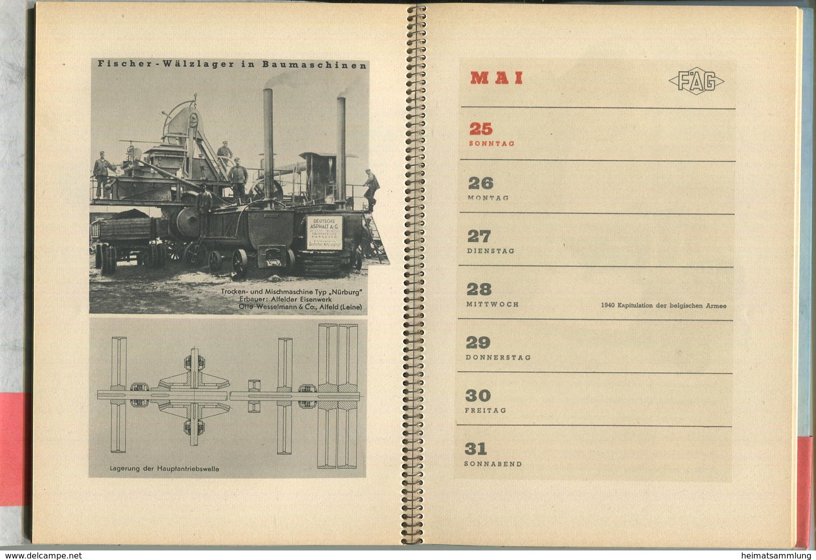 Kugelfischer Tischkalender 1941 - Técnico