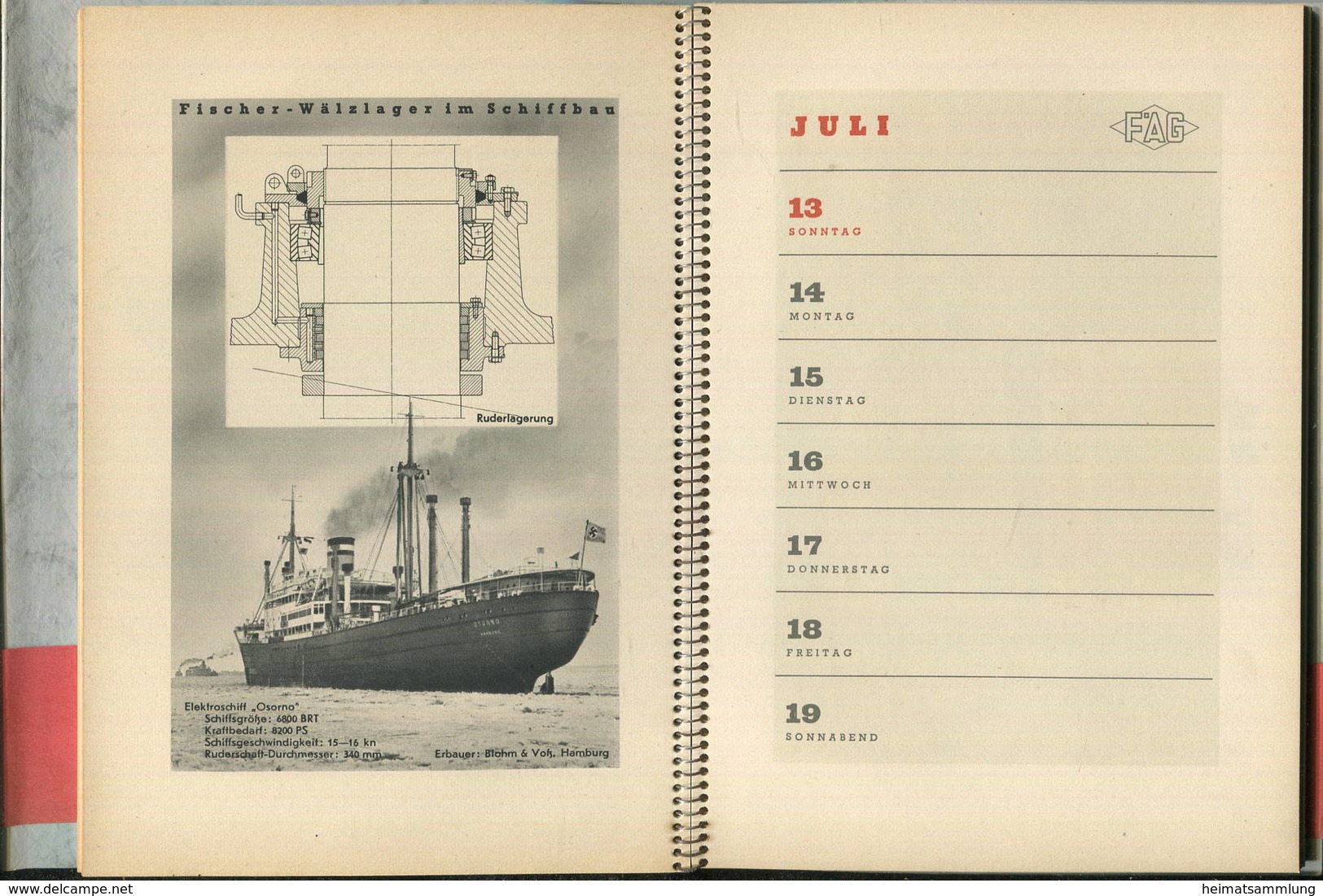 Kugelfischer Tischkalender 1941 - Technical