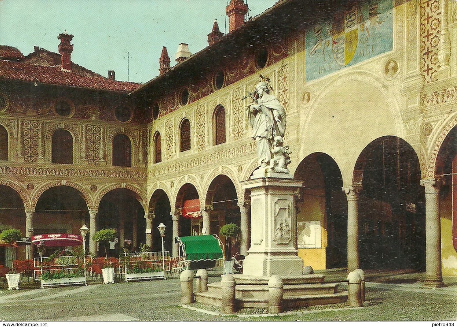 Vigevano (Pavia) Scorcio Piazza Ducale, Monumento A San Giovanni Nepomuceno, Duke's Square, Place Ducal - Vigevano