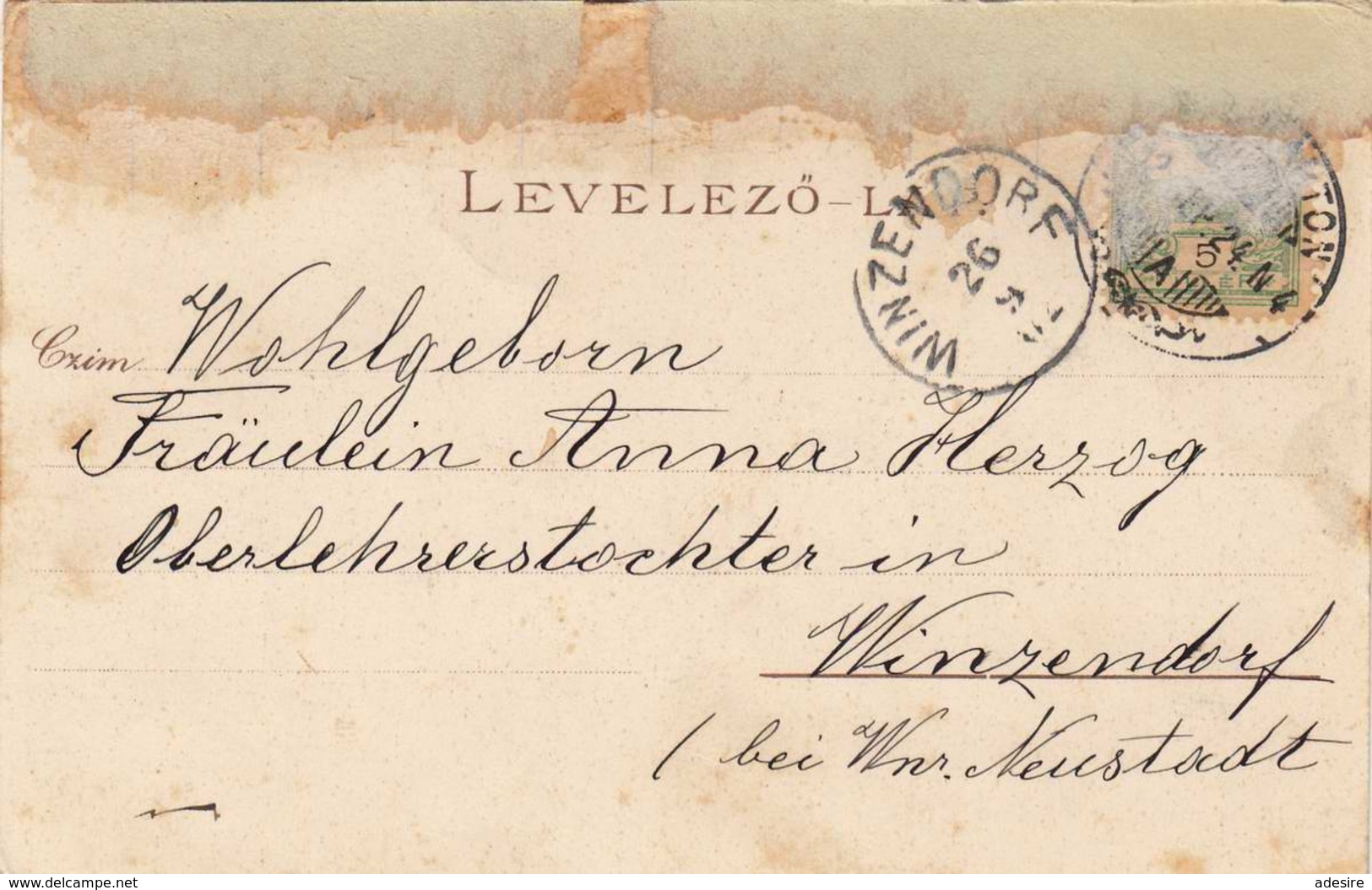 XISMARTON - EISENSTADT, Gel.1902 Von Xismarton Nach Winzendorf, Sehr Seltene Karte, Klebespuren Auf Rückseite - Eisenstadt