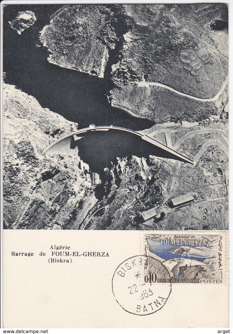 Carte-Maximum ALGERIE N° Yvert 365 (FOUM EL GHERZA) Obl Biskra 22.7.63 - Algerije (1962-...)