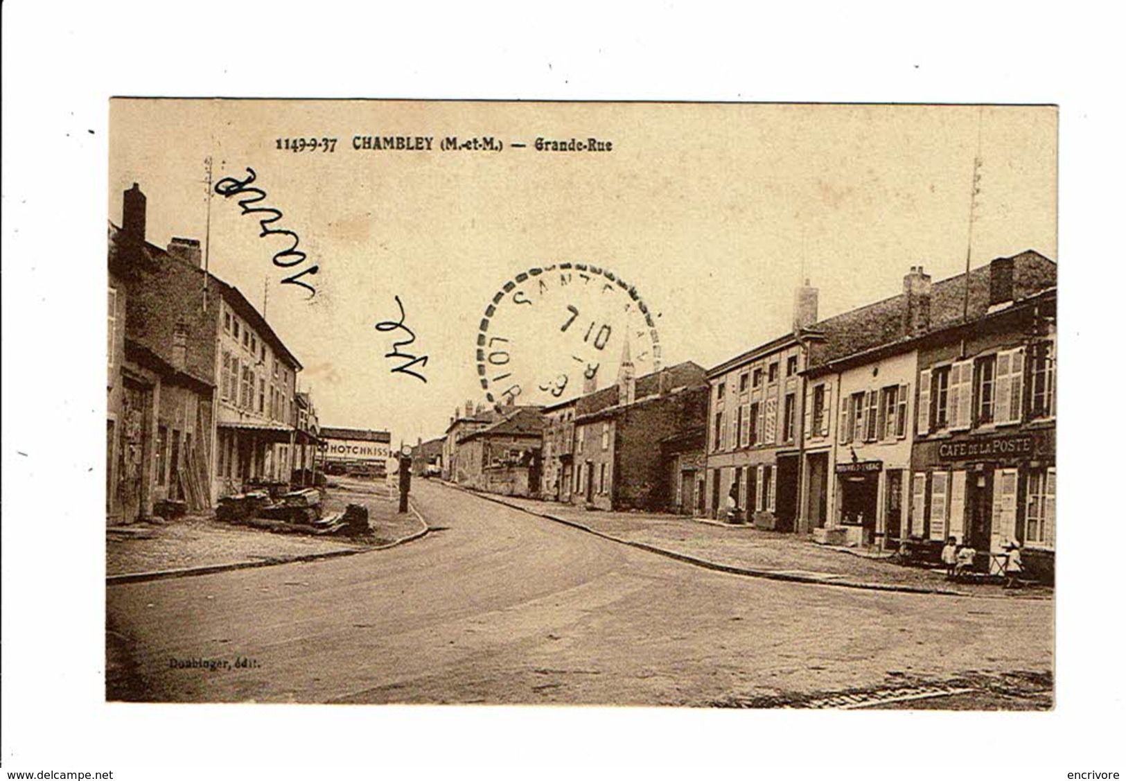 Cpa CHAMBLEY Grande-rue Café De La Poste Tabac Hotchkiss Enfants à La Pose - éd Dombloger 1149-9-37 - Chambley Bussieres